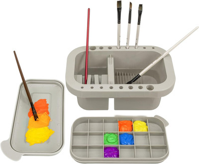 Paint Brush Cleaner, Paint Brush Holder and Organizers with Palette for Acrylic,