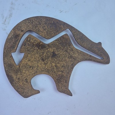 Southwest Tribal Bear Rust Patina Finish Metal Wall Art Signed Vtg Cabin Decor