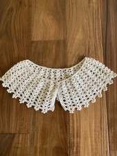 Vintage Handmade Crochet Ecru Soft Women Collar w/Button 100 Cotton