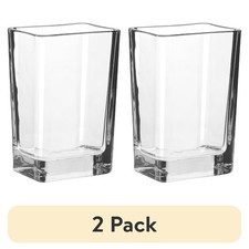 Clear Glass Rectangular Flower Vase 6 Inch Set of 2