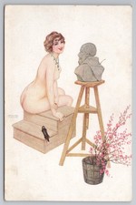 Raphaël Kirchner 'Le modèle irrévérencieux' art postcard c1910 L-E Paris