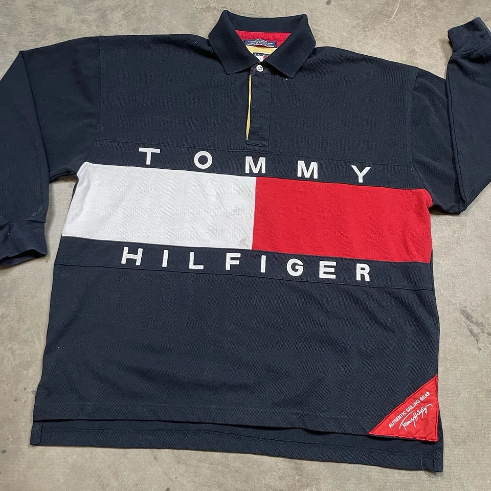 Chaqueta Tommy Hilfiger XL Vintage 00s Y2k Equipo de Vela Ropa de Calle 1/4 Cremallera Abrigo Foto 2 de 4