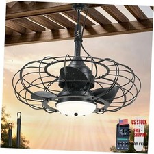 20" Black Outdoor Ceiling Fan with Light and Remote/APP,3CCT 6 Speed black