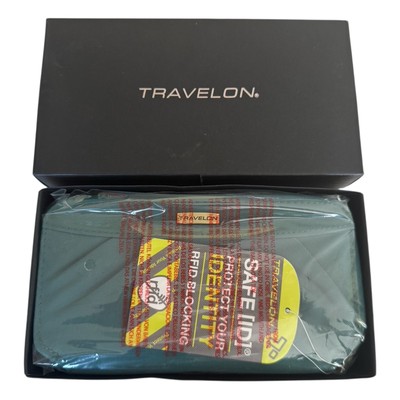 NEW IN BOX Travelon Green Safe ID RFID Blocking Zippered Wallet Wristlet