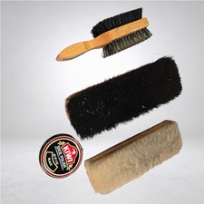 Vintage Shoe Shine Brush Lot Fade Brush Shearling Buffer Kiwi Polish Tin