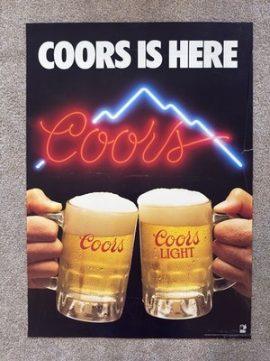 VTG Coors Is Here Coors Light 1984 Adolph Coors Neon Sign Advertising Poster