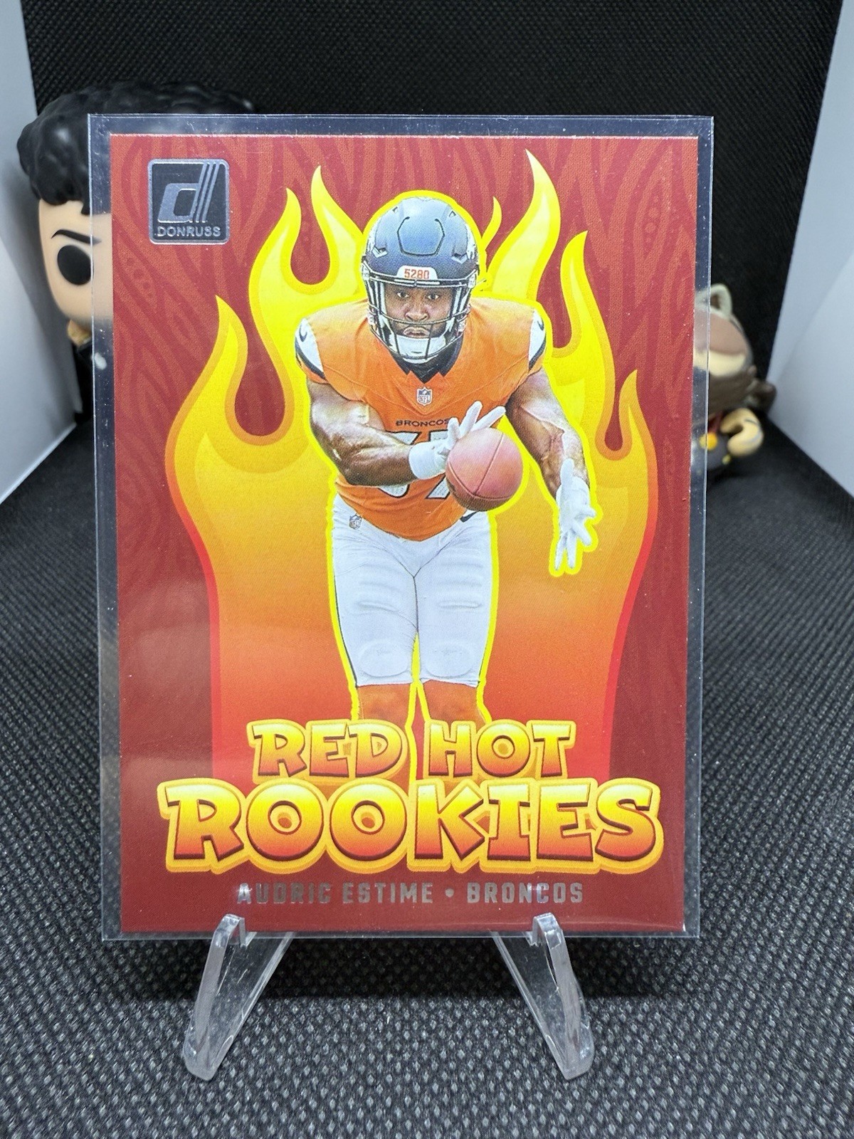 Audric Estime 2024 NFL Donruss Red Hot Rookies Card #RHR-AEE Denver Broncos