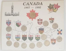 100 Years 1867-1992 Provinces of Canada 25 Cent and $1