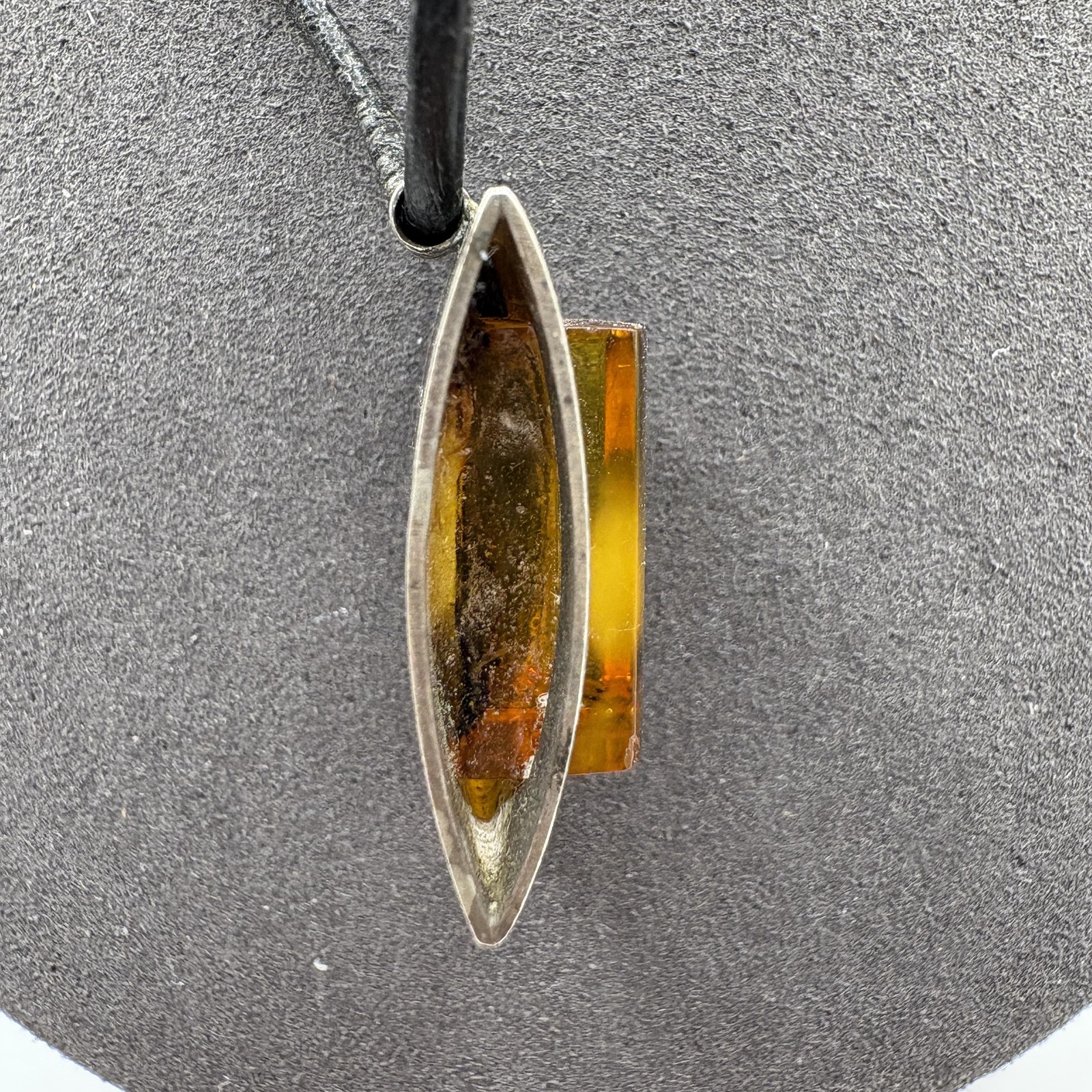 Sterling Silver 925 Amber Style Rectangular Penda… - image 4