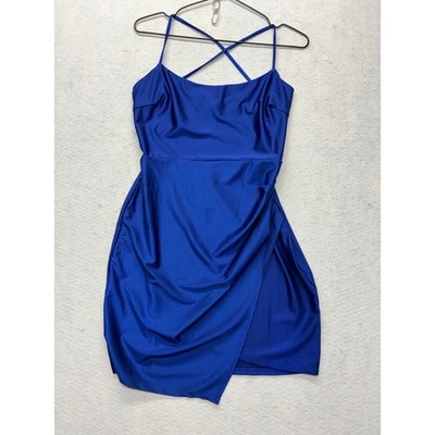 Windsor Night Out Mini Dress Partycore Bodycon Backless Strappy Slit S Blue