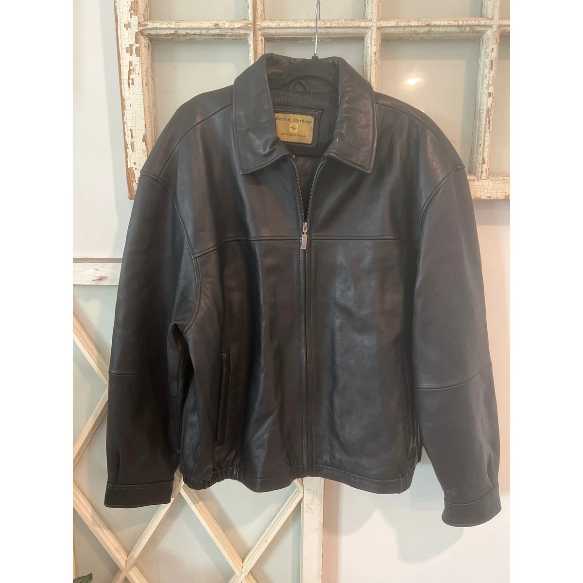 Blouson bomber en cuir véritable rouge vin pour homme, veste vintage en cuir brillant, bordeaux, M