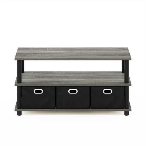 Furinno Rata 15.75 In. French Oak Grey Rectangle Wood End Table With - 4