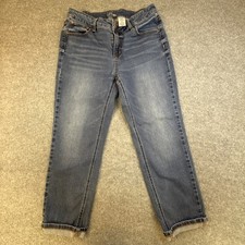 Women's Time and Tru Woman  s Straight Leg Jeans Mid Rise Blue 5 Pocket Size 14 P