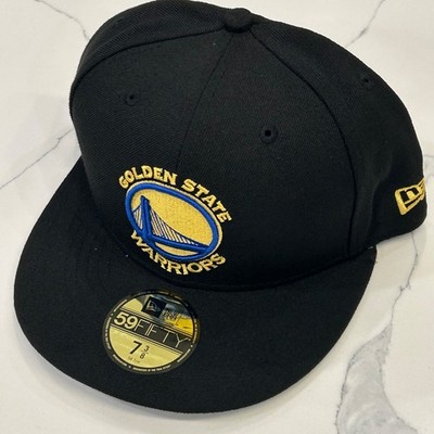 NEW Golden State Warriors NBA New Era Fitted Cap Hat 59Fifty Black Size 7 3/8