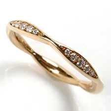 CHANEL #4.5 #4.25 K18PG Camellia Half Eternity Diamond Ring J10836 Diamond 2.3g