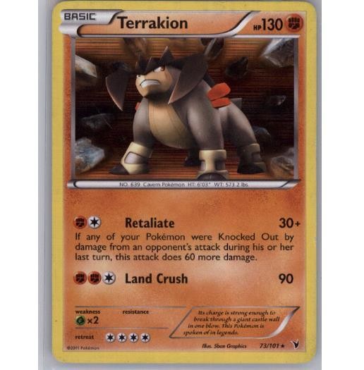 Terrakion 73/101 Holo Rare Noble Victories Pokemon Holo Damaged