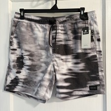 NWT Rip Curl Lay Days Lifestyle Boardshorts Black Gray White Men  s Swim Trunks L