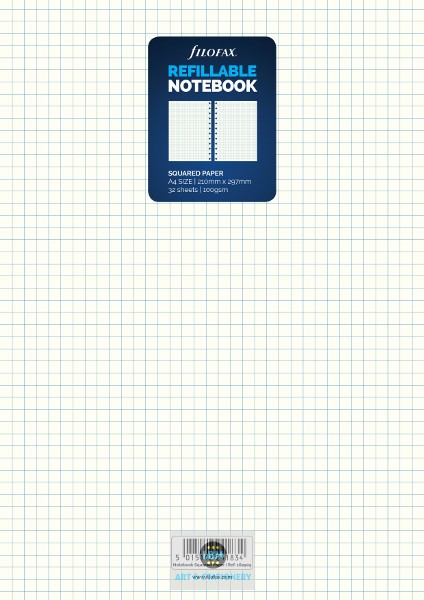 Filofax Refillable NOTEBOOK Refill - A4 size - Squared White Paper 162905