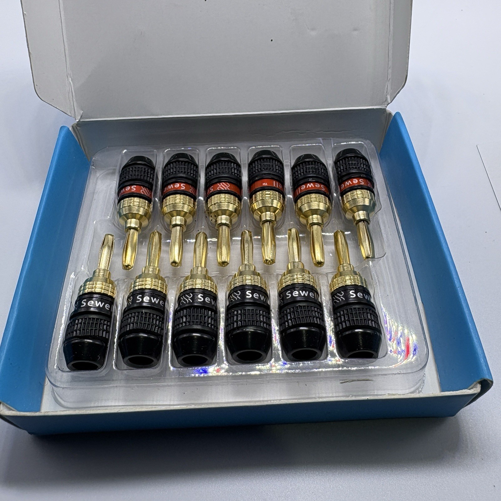 Sewell Direct SW-29863-6 Deadbolt 6-Pairs Banana Plugs,Gold Plated Speaker Plugs