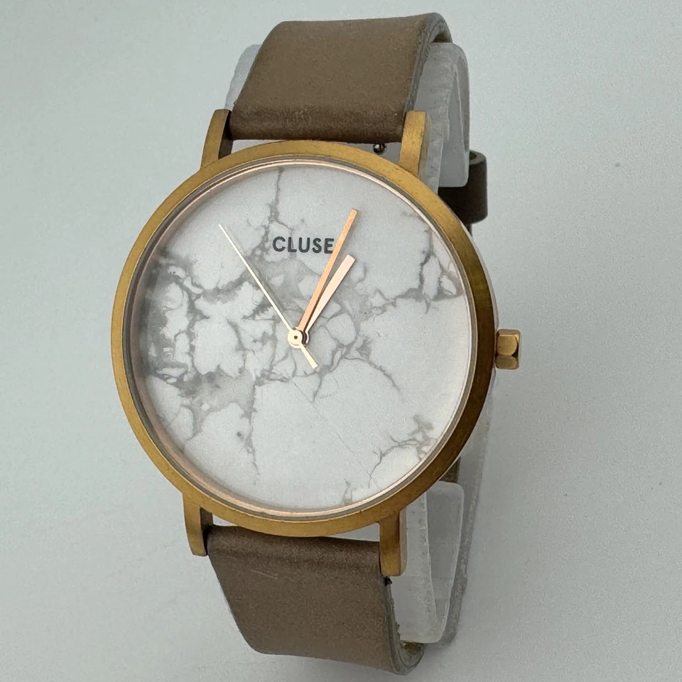 Reloj de Cuarzo Cluse Unisex Tono Dorado Esfera Patrón Mármol Japón Analógico Batería Nueva Foto 2 de 4