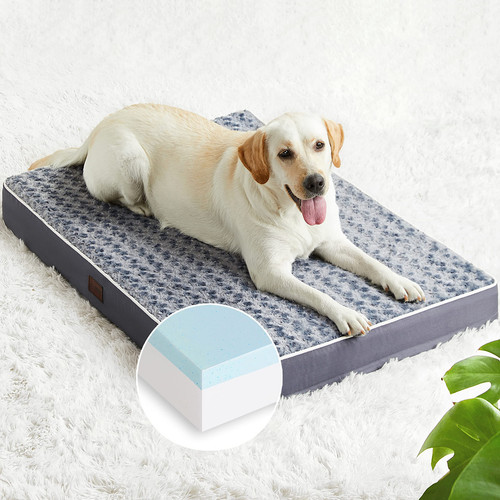 Orthopedic Memory Foam Dog Bed for Large Dogs, Waterproof Dog Crate Bed, Wash...