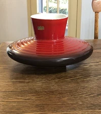 Vtg HAEGER VASE “Flying Saucer” RED to BLACK~(R1763) LARGE~MCM~1950s~ VERY COOL