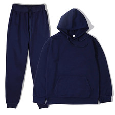 Men s Sporty Track Suit Hoodie Trousers Set Cotton-Polyester - Blue