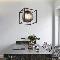 Pendellampe HäNgeleuchte Holzlampe Esszimmerlampe Rauchkugel 1 Flammig L 28 Cm