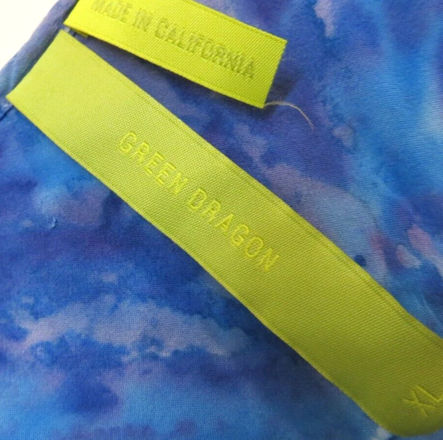 Camisa Boho Verde Dragón Para Mujer XL Azul Blanco Tie Dye Como Manga 3/4 Foto 3 de 4