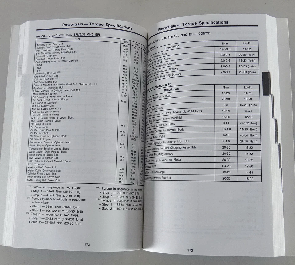 Libro Tabelle Ford MUSTANG/Lincoln Mark VII / Mercury Grand Marquis Anno 1992 - Immagine 2 di 2
