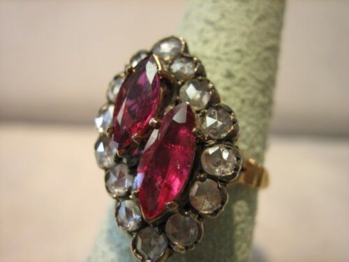 Magnificent Victorian Antique RoseCut Diamond Ruby Ring - 第 1/1 張圖片