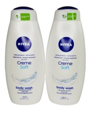 (2-pk) NIVEA Creme Soft BODY WASH with Almond Oil & Delicate Perfume 25oz 