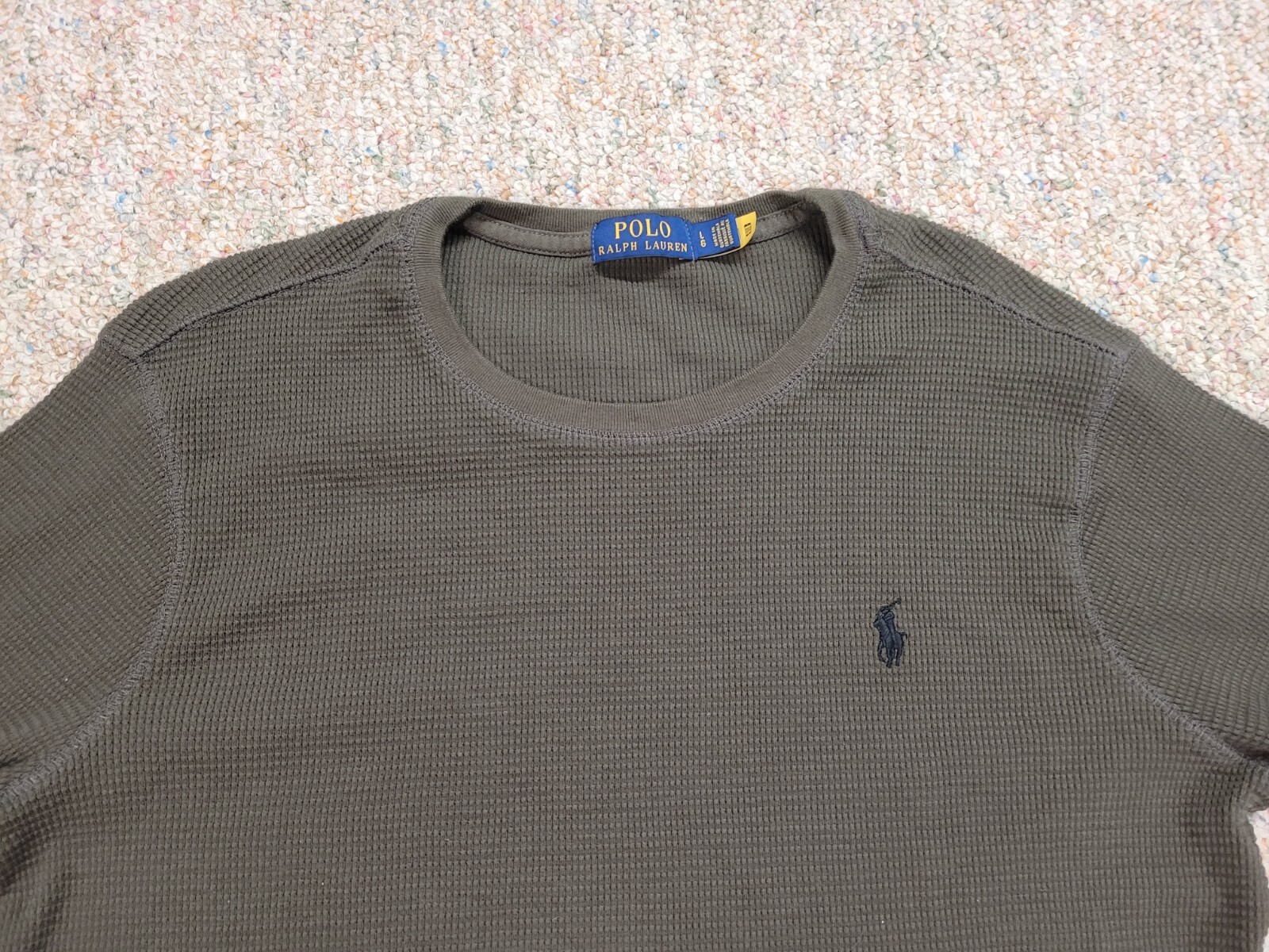 Polo Ralph Lauren camicia uomo grande verde militare waffle maglia termica outdoor pony