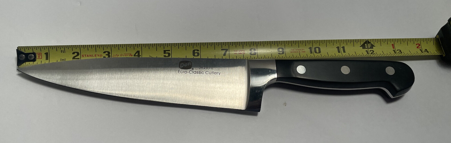 Don Euro Chef Knife 13” With 8” Blade Black Handle Classic Cutlery #3K2870