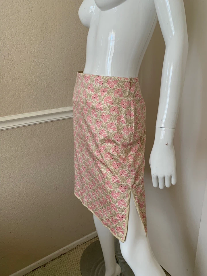 Max Studio ¡NUEVO! Falda recta lápiz cremallera lateral floral crema/rosa/beige S Foto 3 de 4