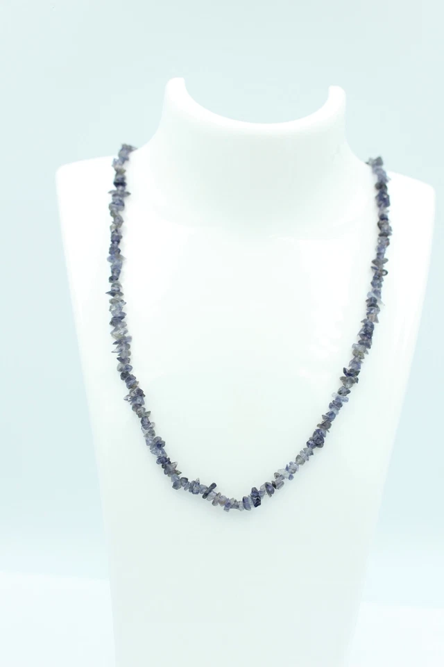 38,1 Carati Scintillante Iolite Collier Collana con Schegge 925 Argento Prolunga - Immagine 3 di 4