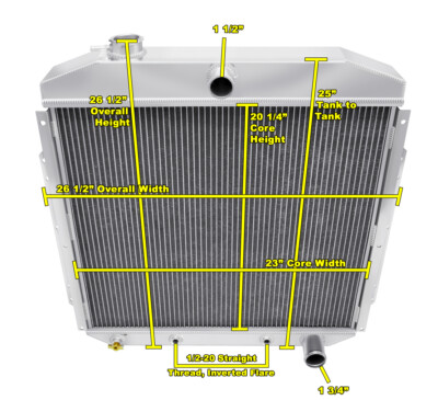 3 Row Atomic Champion Radiator for 1953 - 1956 Ford Truck Chevy Configuration