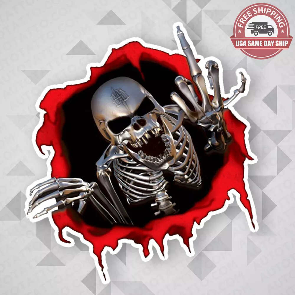 Funny Horror Skeleton Skull 3D Sticker Decal Home Car Truck Door ...