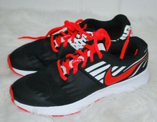 Nike Just Do It Logo Sneakers Boy 5Y 5 Youth Running Shoes Black Neon Red White