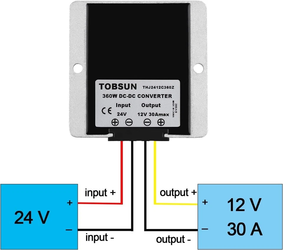 Regulador de voltaje reductor convertidor DC 24V a DC 12V 30A 360W IP68 impermeable Foto 4 de 4