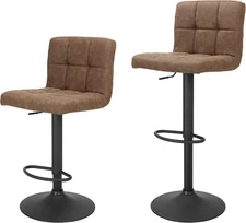 Bar Stools Set of 2 Counter Height, Swivel Barstools with Footrest and L Shape T