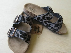 leopard print double buckle sandals