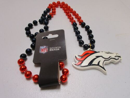 Denver Broncos NFL Football Team Bead Necklace w/Medallion Logo