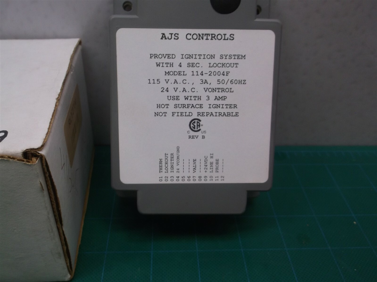 AJS CONTROLS INC IGNITION SYSTEM CONTROL 115 VAC, 3 AMP, HERTZ:50-60