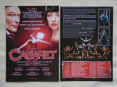 Cabaret Live Event Kara Lily Hayworth/John Partridge 2019 UK Tour Promo Flyer 2