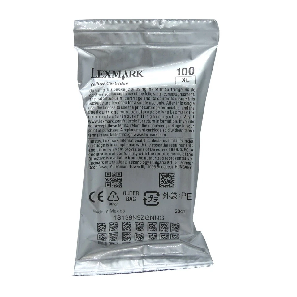 Original Lexmark Retour Encre 100 XL Jaune Pour S 400 500 600 Blister - Photo 1/1