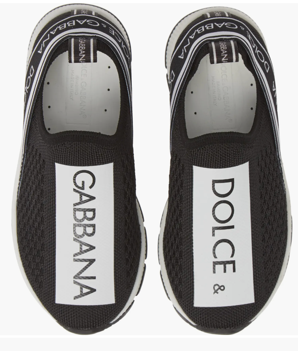 Dolce&Gabbana Z4333* Kids Black Logo Knit Slip-On Sneakers Size EU