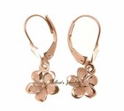 11MM SOLID 14K PINK ROSE GOLD HAWAIIAN FANCY PLUMERIA FLOWER EARRINGS LEVERBACK
