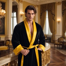 Men Long Smoking Jacket Elegant Relaxing Velvet Smoking Robe Evening Dinner Gown