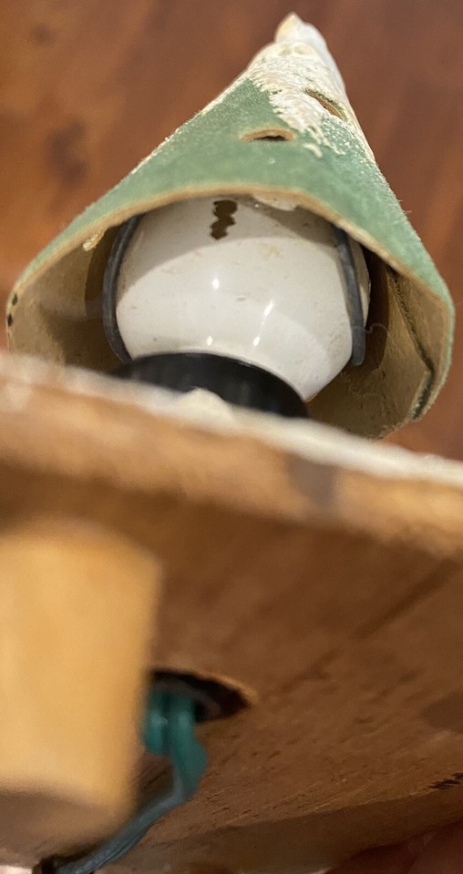 Vintage RARE Light Up Green Christmas Tree Ceramic Santa Bottle Brush